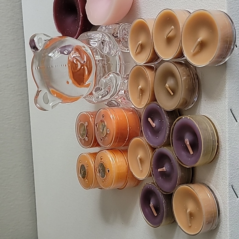 Party Lite Teddy tea light holder + tealight candles